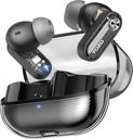 TOZO Crystal Pods Hybrid Active støy Avbryt trådløse ørepropper, 10 mm drivere Deep Bass Stereo Sound, 4 mikrofoner Smart ENC AI ringer, 32 EQ via app, Bluetooth 5.4 Hodetelefoner, Crystal Case Design
