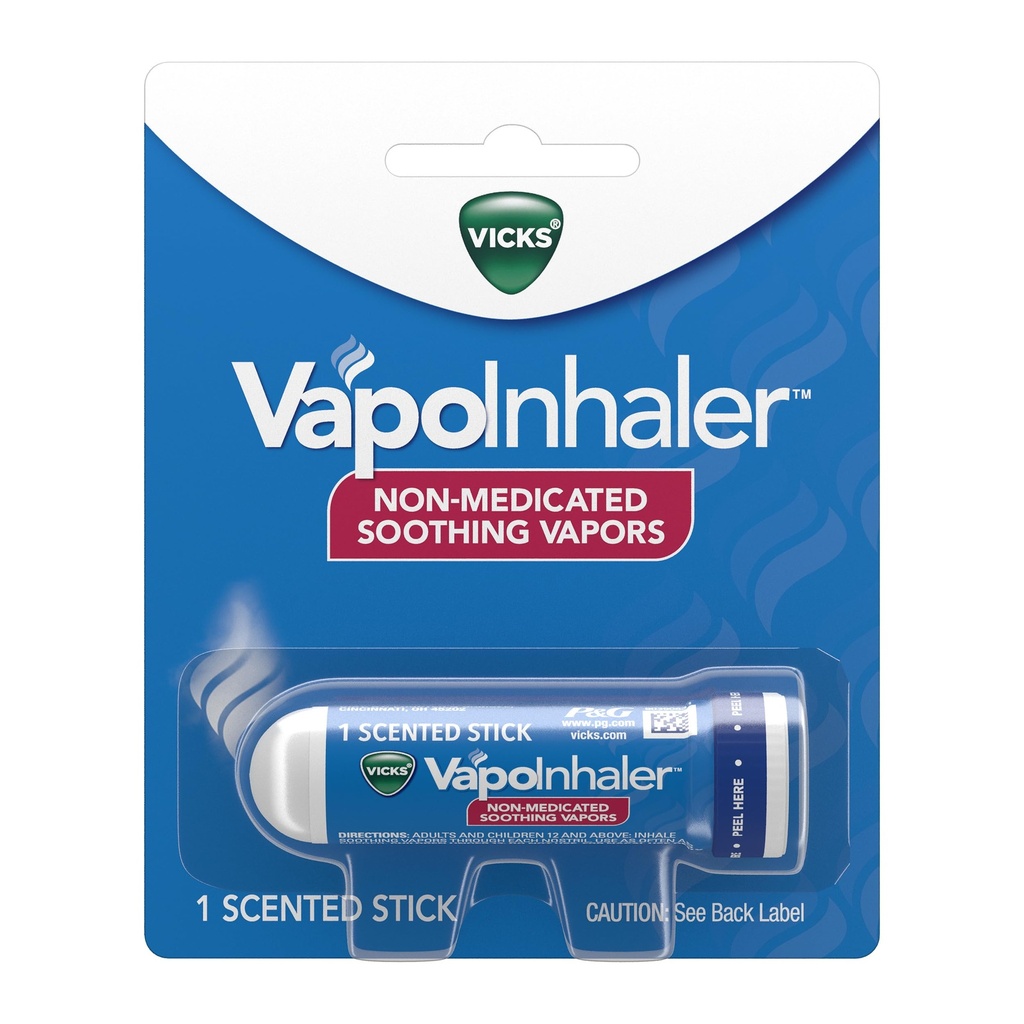 Vicks VapoInhaler, Portable Nasal Inhaler, Non-Medicate, Soothing Vapors, Menthol Scent, 1 greve