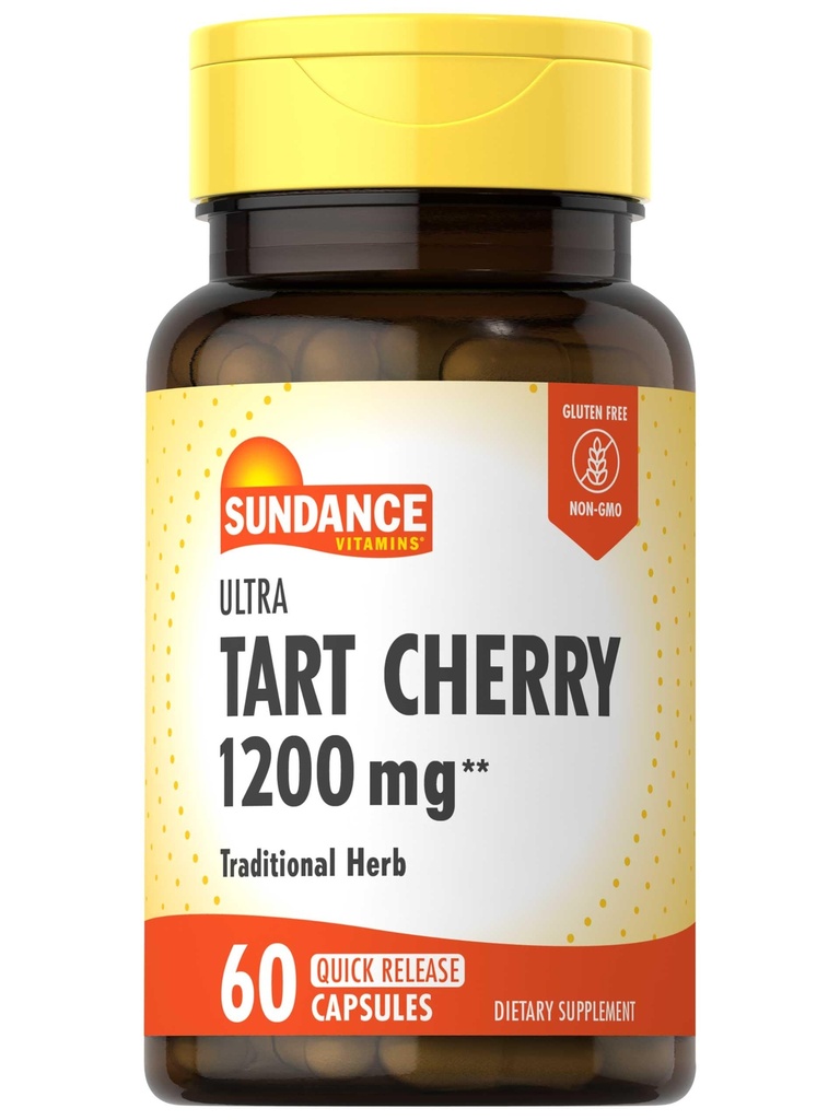 Sundance Tart Cherry Capsules 1200mg | 60 greve | Tradisjonell urt | Ikke-GMO og Glutenfri Supplement