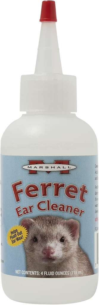 Marshall Ferret Ear Cleaning Solution – 4 oz – Gentle Formula for å fjerne Dirt og Wax – Inneholder eukalyptol for å støtte Sunn øre tube – Ingen Swabs behov