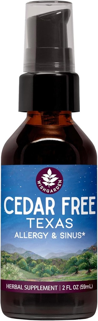 WishGarden Herbs Cedar-Free Texas Allergi & Sinus - Plantebasert Herbal Allergi Relief for voksne, hjelper Soothe Cedar Feber Symptomer, Zone 5 Allergy Formula, Texas Cedar Feber Allergy Relief Drops, 2oz