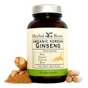 Herbal Roots Panax Ginseng  Korean Organisk koreansk Ginseng Root Powder | 1000 mg | Høye Ginsenosider for energi og ytelse | 60 Vegan Kapsler
