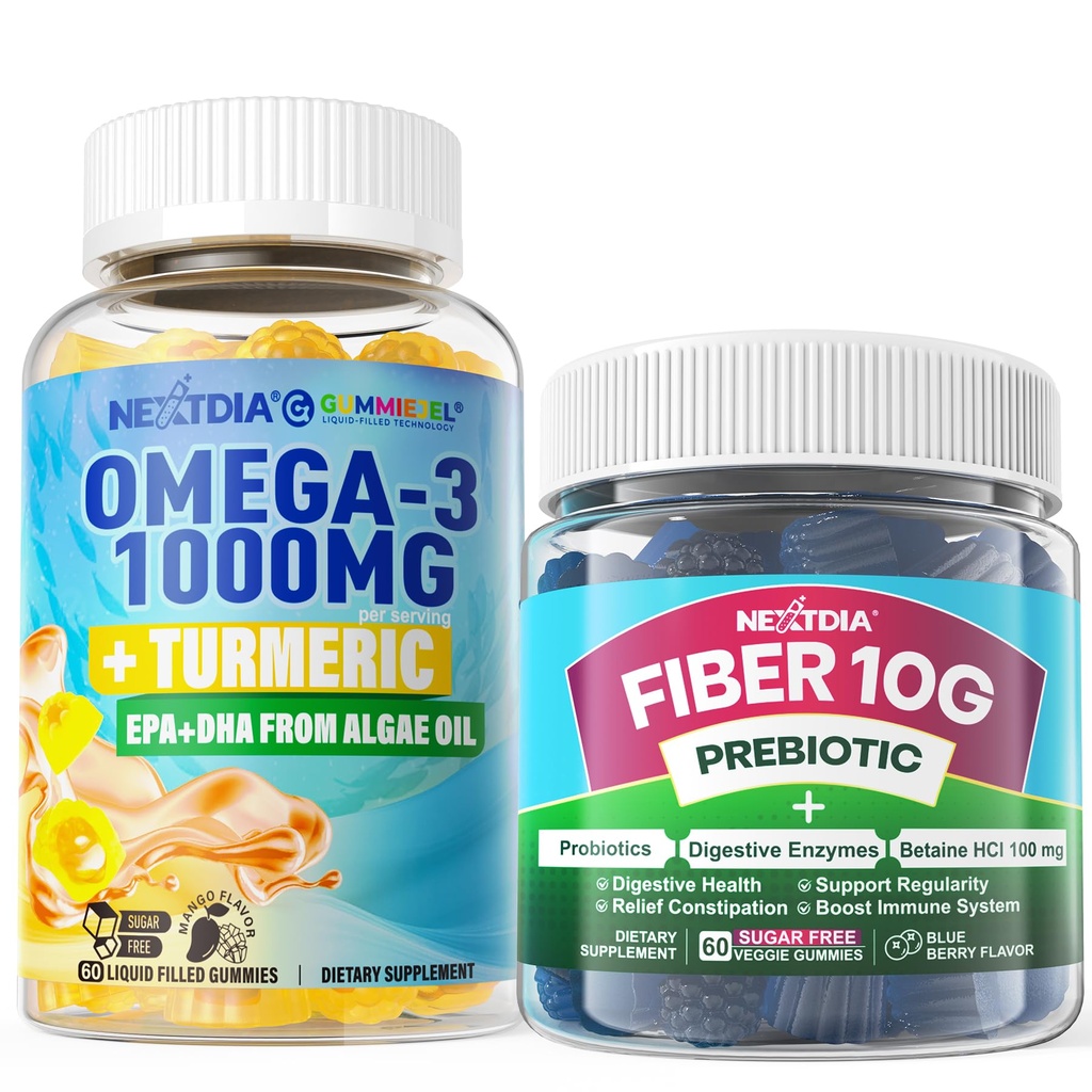 Vegan Omega-3 1000mg + gurkemeie, Fiber Gummies