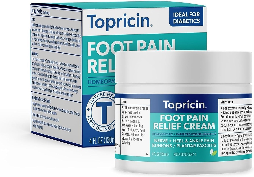 Topricin Foot smerte lindring terapi cream (4 oz) rask fungerende smerte lindring Rub