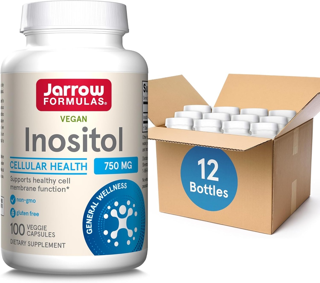 Jarrow Formler Inositol 750 mg, Diett Supplement, Liver Støtte for Cellular Helse og generell velvære, 100 Veggie Kapsler, opp til 100 dagers forsyning (Pack of12)