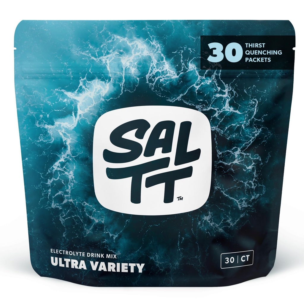 SALTT Electrolytes Powder Packets, Ultra Variety Pack (30 Pakninger) - Magnesium, Kalium, Natrium, Trace Minerals - Vegan, Sukkerfri, Glutenfri - Reise Essentials - laget i USA