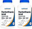 Nutricost Pantotensyre (Vitamin B5) 500 mg, 240 kapsler (2 flasker)