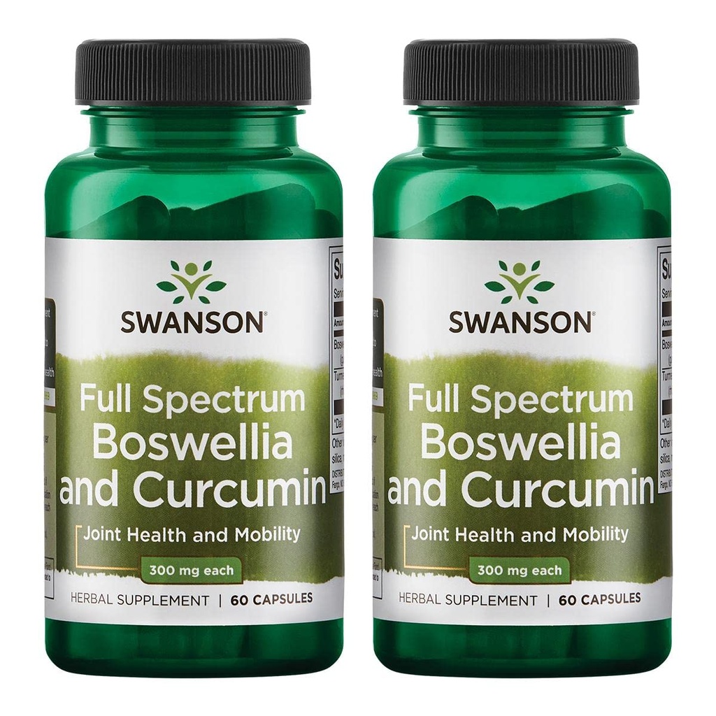 Swanson Full Spectrum Boswellia & Curcumin naturlig velvære formel - (60 kapsler) (2 pakke)