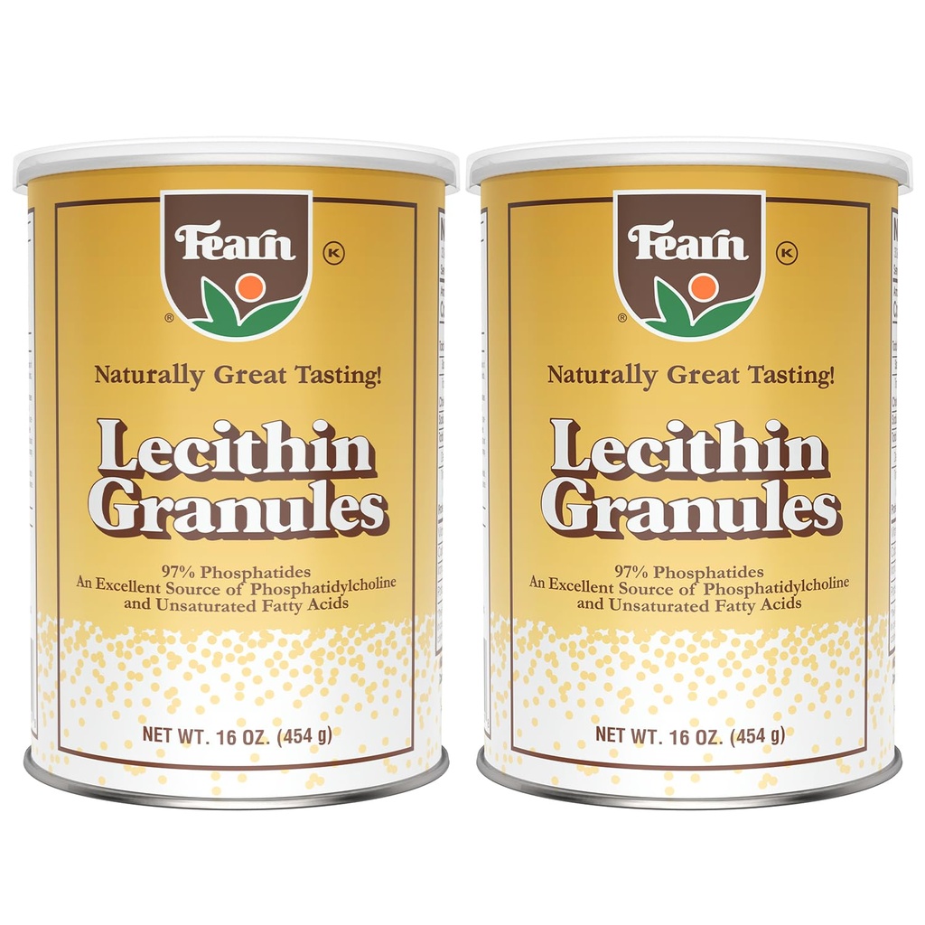 Fearn Natural Foods Soja Lecithin Granules - Fett Emulgator med essensielle næringsstoffer for helse, forbedrer teksturen av kaker, brød og DIY Gummies, 16 Oz (Pack of 2)