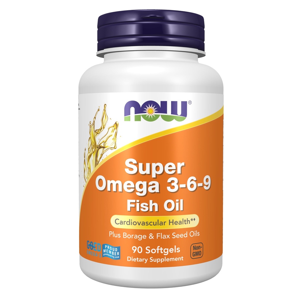 NU Supplements, Super Omega 3-6-9 1200 mg med en blanding av fisk, bore og flaksfrøoljer, 90 Softgels