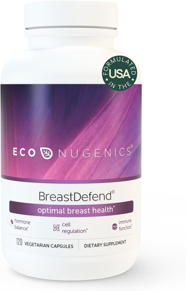 EcoNugenics BreastDefend DIM Supplement for å støtte optimal bryst helse for kvinner, østrogen hormonbalanse, immun støtte - Turmeric Curcumin, Reishi og Tyrkia Tail Mushrooms - 120 kapsler