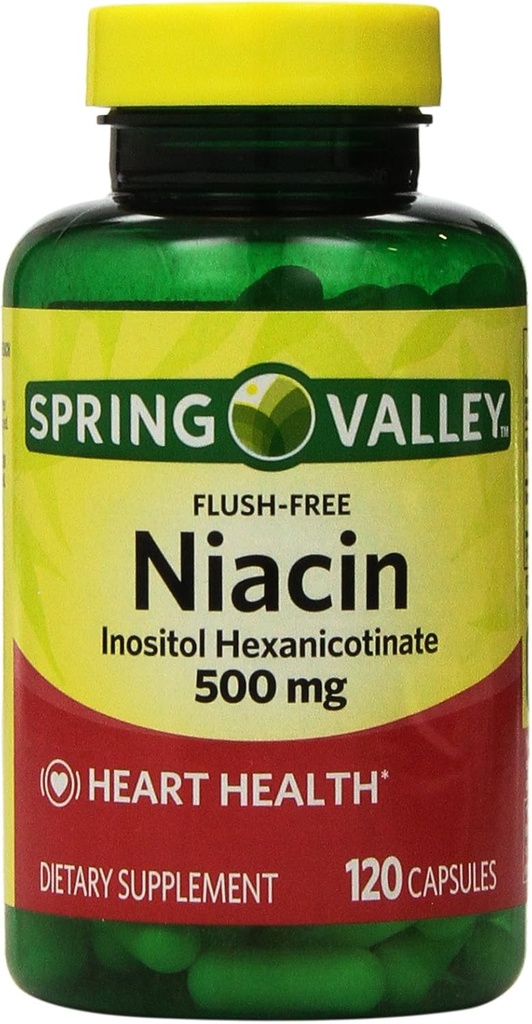 Spring Valley - Flush Free Niacin (B-3) 500 mg, 240 kapsler (2 flasker 120)