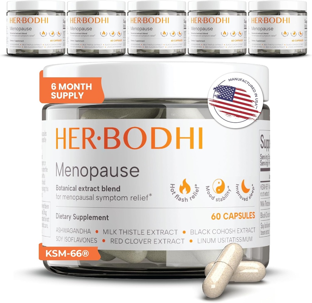 Meno- Menopause Hormonal Balance for kvinner, Estrogen Soya Isoflavones Menopause Supplement for kvinner, Ashwagandha, Black Cohosh Hot Flashes Menopause Relief, natt Sweats Relief 360Caps