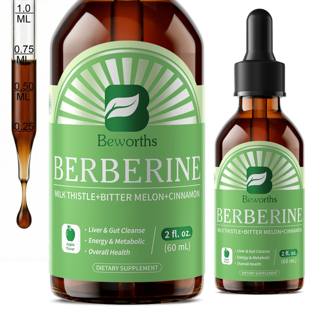 Berberine HCL Supplement med ceylon kanel - Liposomal berberine fytosom flytende dråper med gurkemeie, ceylon kanel, biter melon, melk tistel, AMPK aktivator for digestion støtte