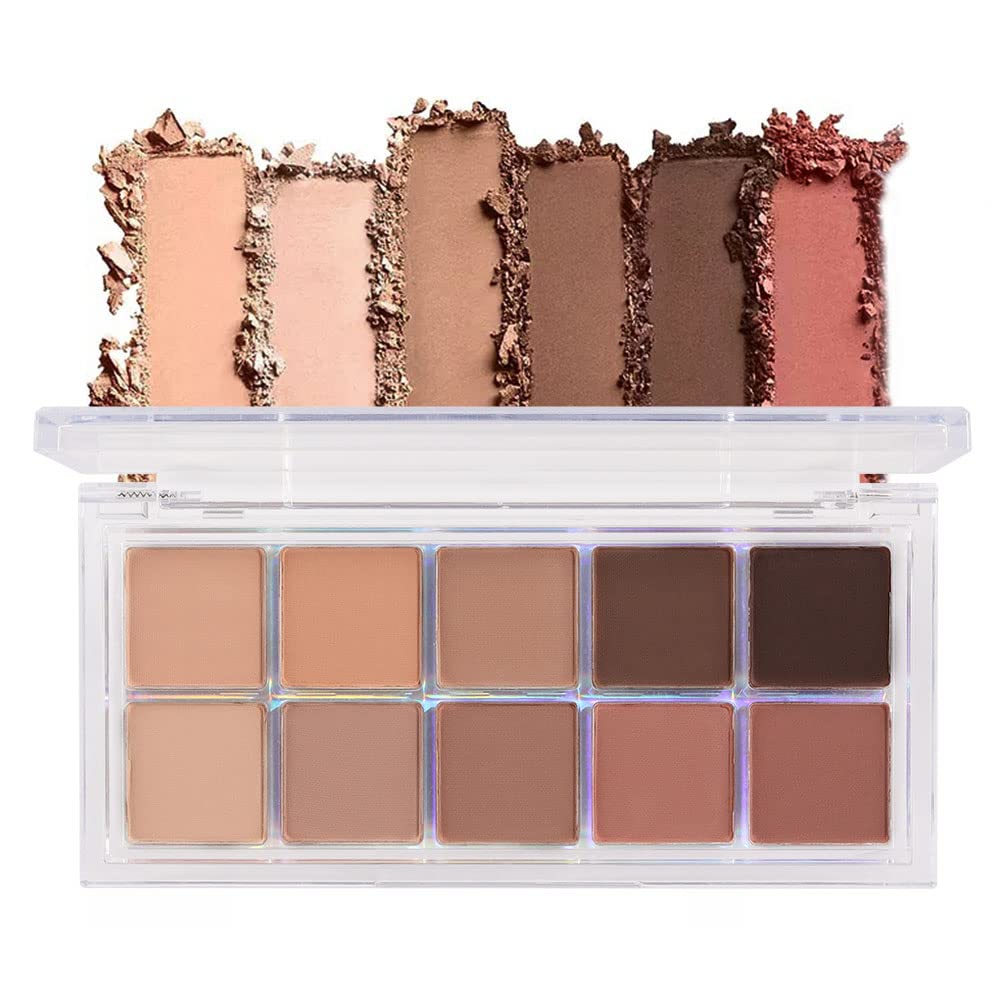 BINGBRUSH 10 Farger Brown Eye Shadow Pallet, Warm Toned High Pigmented Matte Eye Shadow, Naturlig nøytral Eye Shadow Ultimate Makeup Palett, Vibrant Make Up Pallets Kit