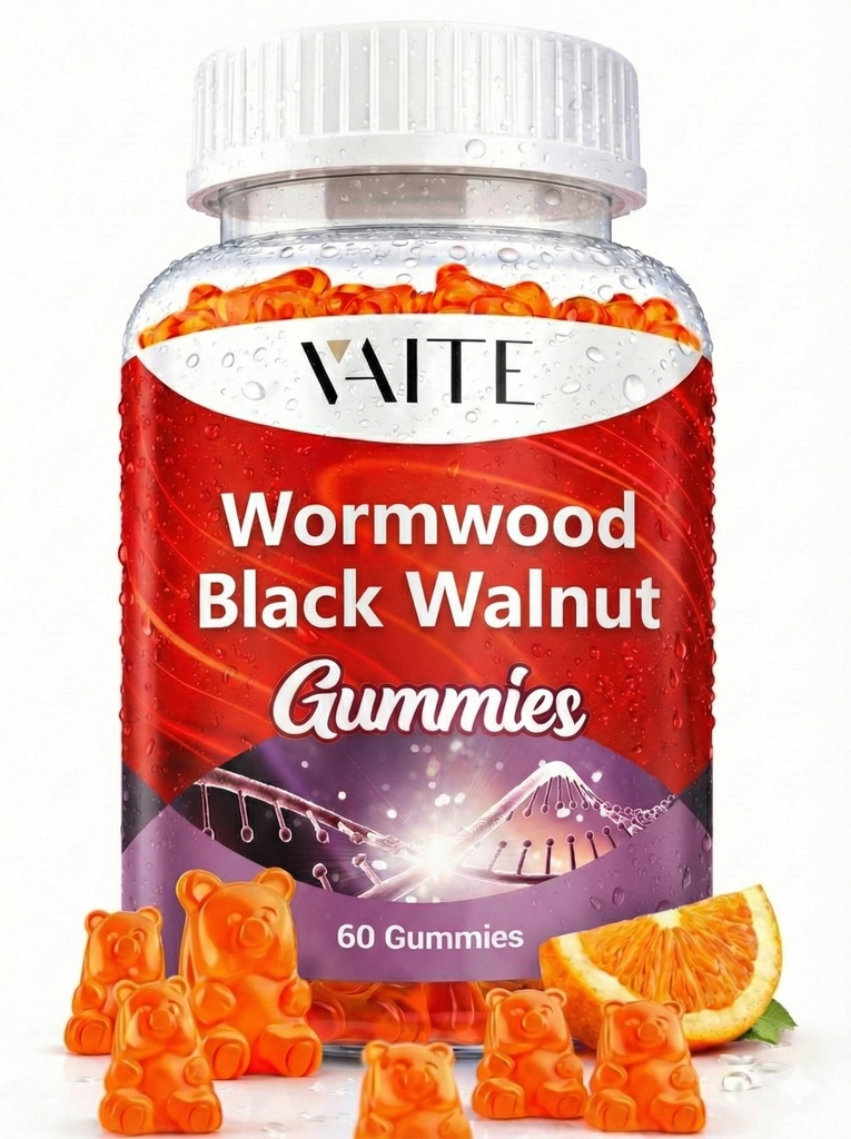 Black Walnut Wormwood Gummies - Herbal Supplement med Artemisia Annua Herb & Juglans nigra Hull for Digestive Wellness & Natural Body Cleanse, Ikke-GMO & Glutenfri kosttilskudd - 60 Gummy Chewables