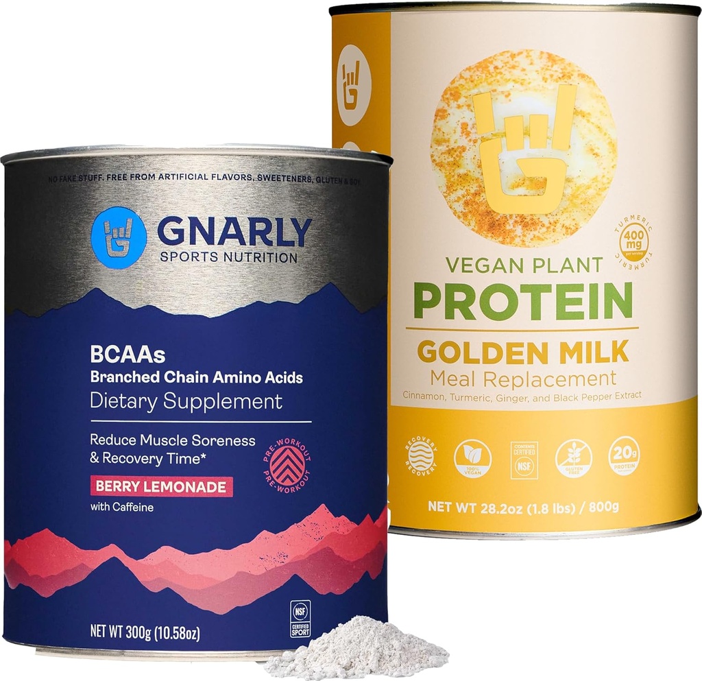 Gnarly ernæring gylden melk vegansk protein pulver BCAA Berry sitronade (10,58oz)