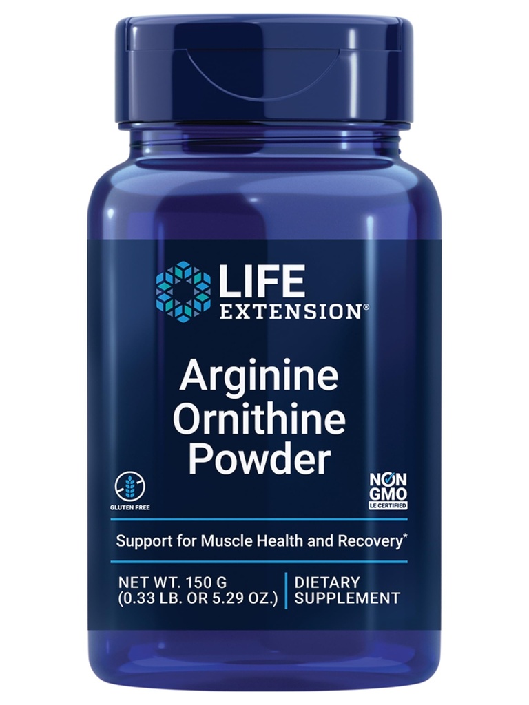 Liv forlengelse Arginine Ornithine pulver, fremmer muskel helse og gjenoppretting, Glutenfri, Ikke-GMO, nettovekt 150 gram
