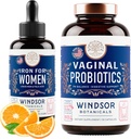 WINDSOR BOTANICALS Vaginal probiotika og flytende jern Supplement Kvinnelig helsestøtte Bundle
