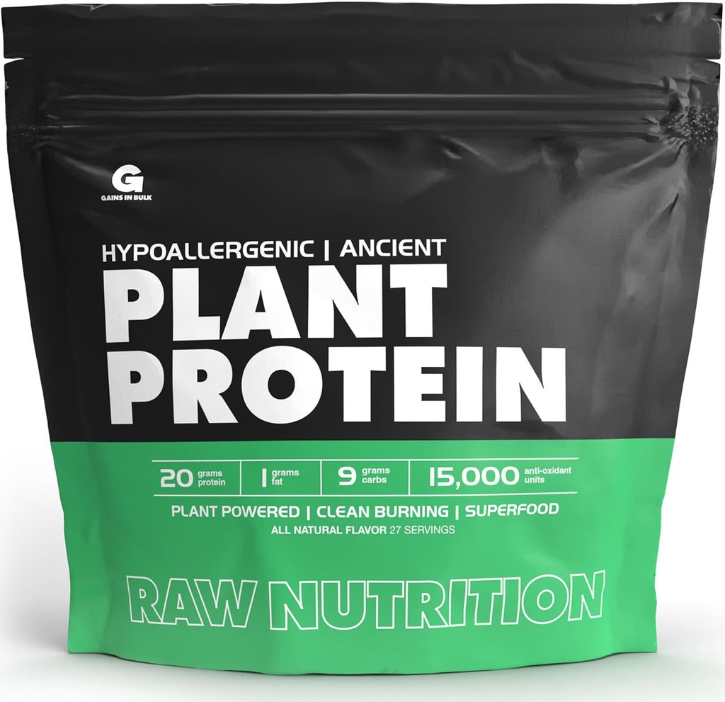 Gainer i bulk, GIB Rå, Plantedrevet protein, Vegansk protein, 2,6 lbs