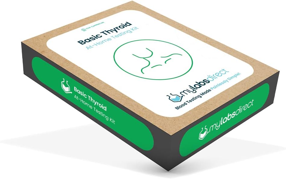 Grunnleggende Thyroid at-Home Test Kit | Oppdag hyperthyroidisme eller hypothyroidisme | tiltak TSH, Gratis T3, Gratis T4 | CLIA Certified | Metabolisme - Energinivå - Vektkontroll | på Home Collection