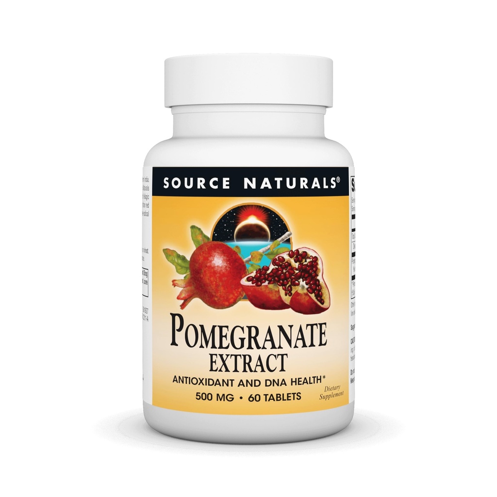 Kilde Naturals Pomegranate Ekstrakt 500mg komplett hele frukt Ellagic Acid Antioksidant & lagt til fiber - 60 tabletter