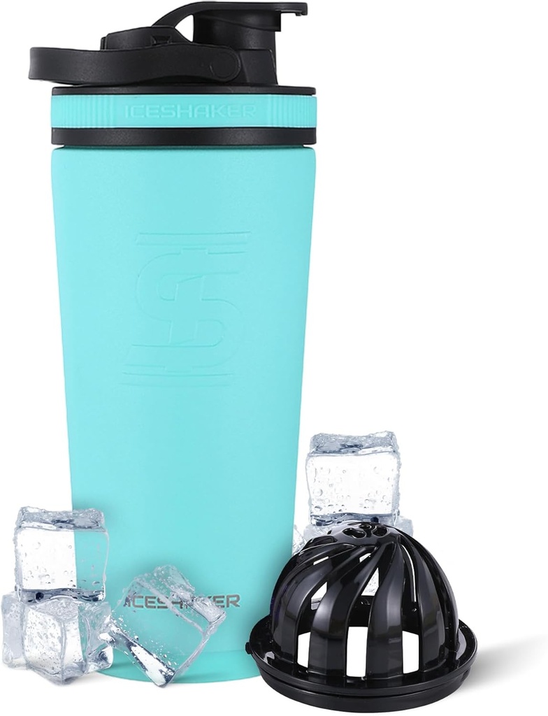 Ice Shaker isolert rustfritt stål Shaker flaske | 26oz, Mint | kald i 30+ timer | Isolert kopp med Twist-on Agitator | Odor-fri flaske for proteinshakes, vann, smoothies, cocktails