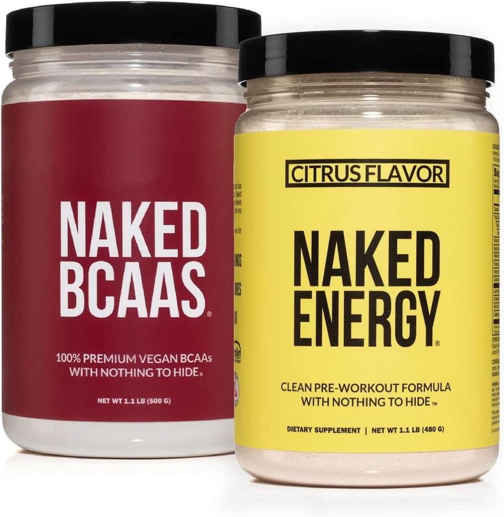 NAKED Vegansk energi og ytelse Bundle Citrus energi BCAAS Aminosyrer pulver