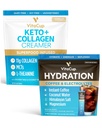VitaCup Hydration Instant Coffee Sticks m/Electrolytes, Kokosvann, Medium Roast 18ct & Keto + Collagen Vanilla Kaffekremer m/Superfoods & MCTs, 10 oz