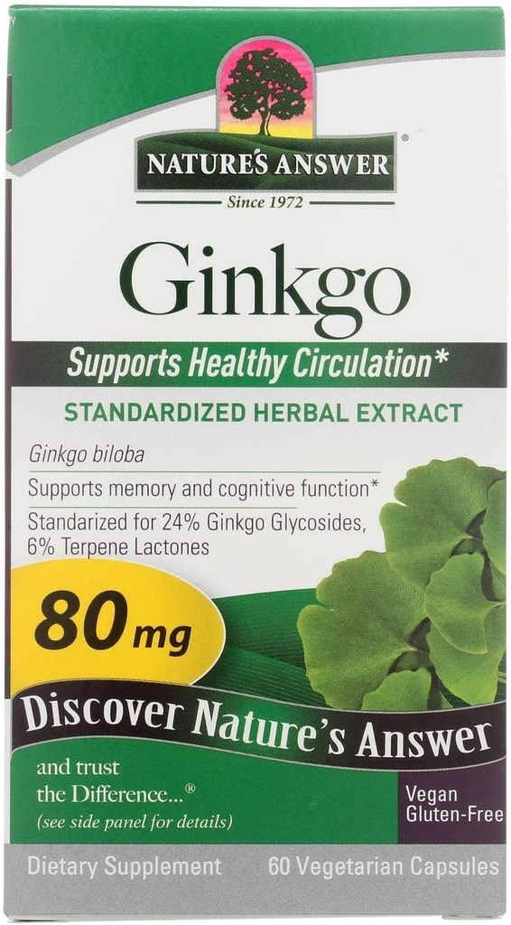 Naturens svar Ginkgo Leaf Vegetariske kapsler, 60-talls