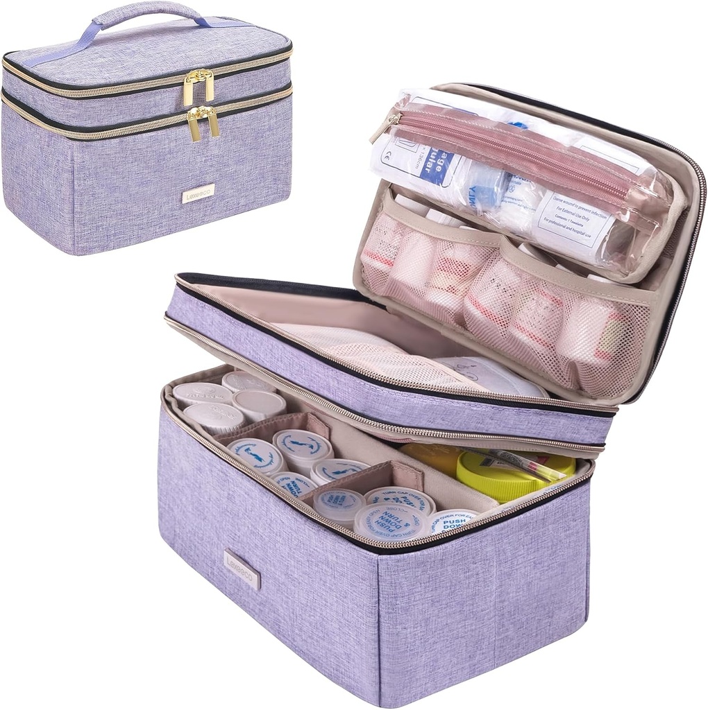 Medisin Oppbevaringsveske Pille Flaske Arrangør med bærbar liten Pouch Reise Medisinasjon Flaske Arrangør for Emergency Hjem Førstehjelpsboks Kit (Purple)