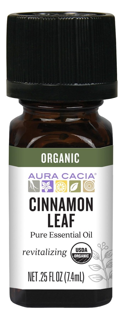 Aura Cacia organisk kanelblad essensiell olje, 0,25 Ounce