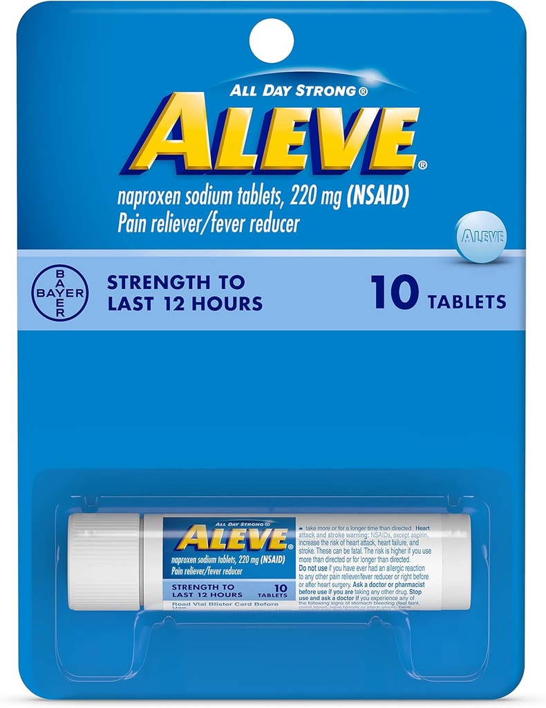 Aleve Pain Reliever/Fever Reduser Tabletter, 220 mg 10 ea (pakke med 3)