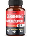 Premium Berberine Supplement med Ceylon, Ashwagandha, Turmeric, Melke Thistle, Elderberry & Black Pepper - støtter immunsystem, kardiovaskulære og gastrointestinale - 60 Kapsler