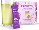 Rooted - Powder Prenatal Vitamin - Graviditet Multivitamin med 25 vitaminer og mineraler A, C, D, E, B12, B6, K, Iron, Folat, Probiotika, Organic Super Greens ® Lemon Ginger ® 24 Effervecent Stick Packs