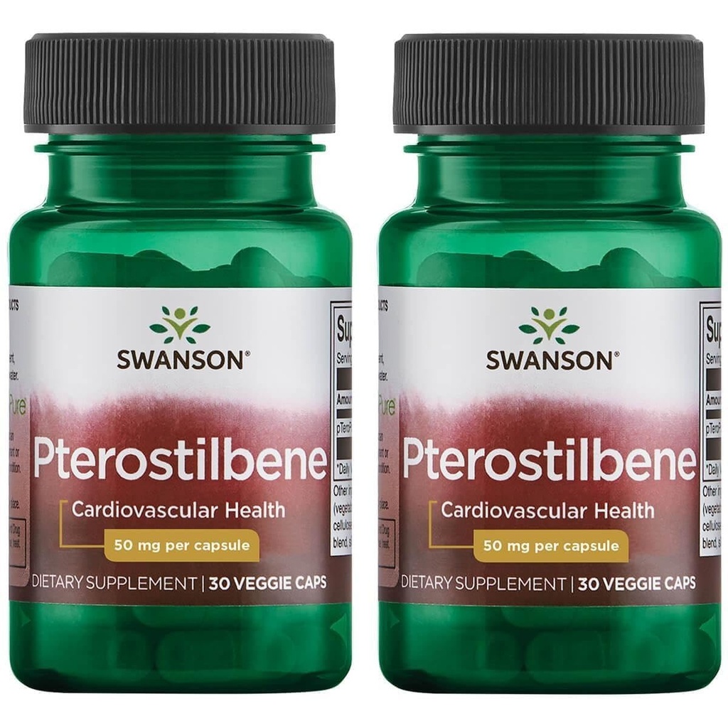 Swanson Pterostilbene 50 mg 30 Veg Caps (2 Pakke)