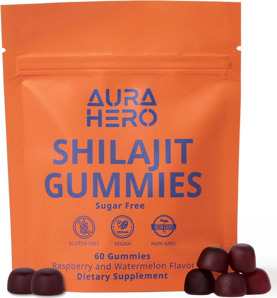 Ren Himalayan Shilajit Gummies for menn og kvinner - 1000mg Autentisk Himalayan Supplement Gummy | Organisk Testosteron Gummies for menn | 60 PCS | Raspberry Watermelon Flavor | 85+ Trace Minerals