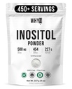 Myo-inositol pulver 8oz, naturlig myo-inositol Supplement for ovarian støtte, fruktbarhet og hormonell balanse, ren inositol pulver, Myo-inositol Supplement for energi, hjernehelse, 454 serveringer