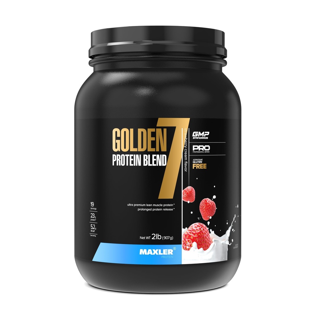 Maxler Golden 7 Protein blanding - Protein pulver for muskel gevinst og gjenoppretting - Strawberry Protein pulver 2 lb