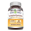 Amazing Formler Turmeric Curcumin med Bioperine Supplement | 2250 Mg per servering | Veggie kapsler | Ikke-GMO | Glutenfri | laget i USA (1 pakke, 180 greve)