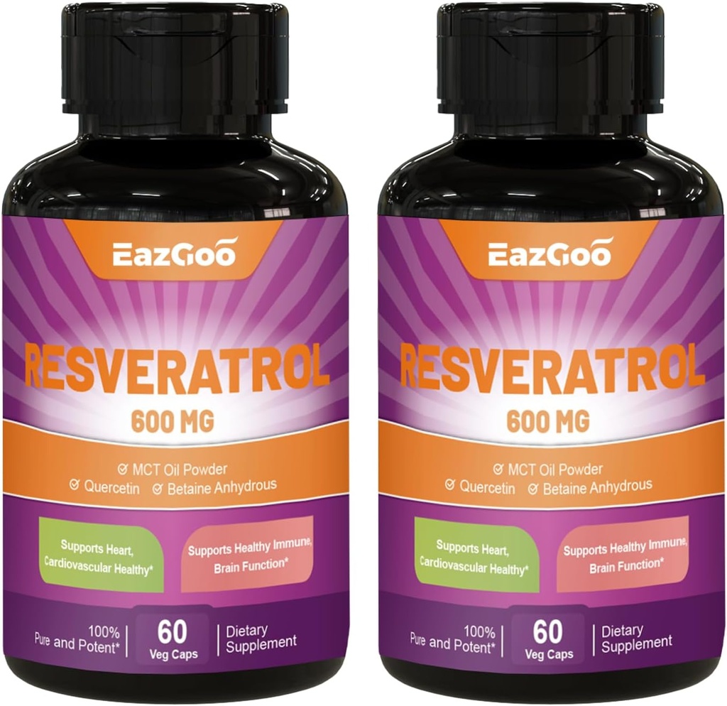 Resveratrol 600 mg, Trans-Resveratrol Supplement, Antioksidant Helse aldring støtte - 120 kapsler
