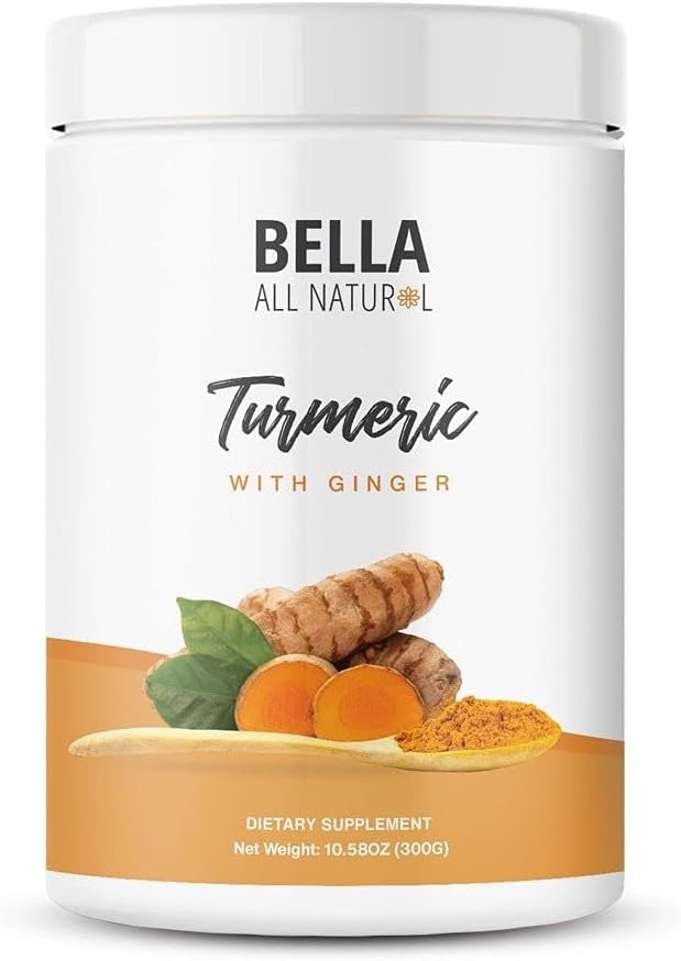 Bella All Natural Turmeric og Ginger Powder - Antioksidant og forbedret digestion (300 gram)