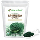 Z naturlige matvarer Organic Spirulina Powder - 100% ren spirulina, næringsstoff blå-grønn algae Supermat med Aminosyrer, 15x Beta-Caroten - Bland i smoothies, Yogurt, Oppskrifter, 1 lb