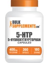 BulkSupplements.com 5-HTP kapsler - 5-hydroxytryptophan, 5 HTP Supplement - 5-HTP 400mg, for total velvære - Glutenfri, 2 kapsler per servering, 360 tall (Pack of 1)