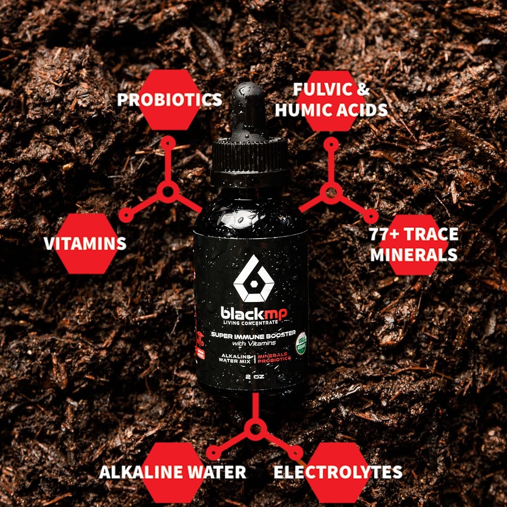 Super Immune Booster faller med vitaminer- farmasøytiske grad fulvic & Humic Acids & USDA sertifiserte organiske probiotika. gjenoppretter Gut Health, styrker immunsystemet og Bodil funksjoner. - 2oz