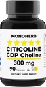 MONOHERB Citikolin CDP Choline 300 mg per kapsel - 90 vegetariske kapsler