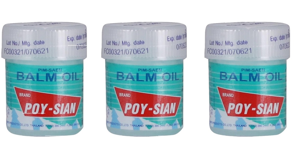 POY-SIAN Thai Pim-Saen Bomuld Nasal Inhaler 8 ml (pakke med 3)