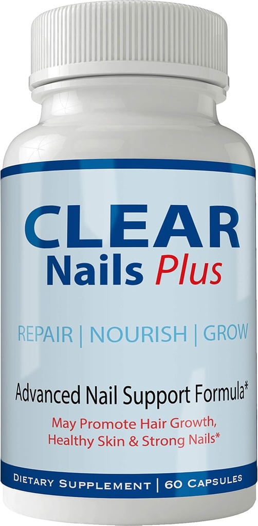 Clear Nails Plus piller Supplement - Avansert unike hårvekstvitaminer og mineraler med Biotin - Glutenfri 60 kapsler - Håret Lash hud og negler Extra styrke Formula vekst Booster