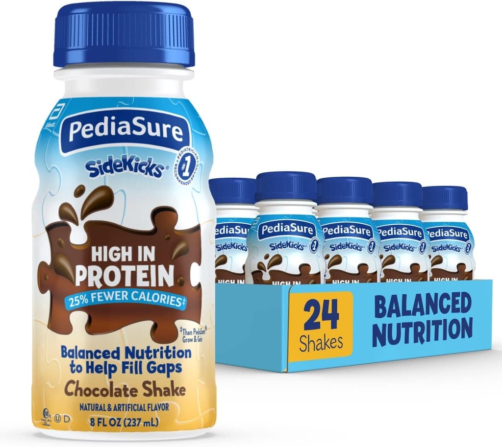 PediaSure Sidekicks Ernæring Drink, Sjokolade, 8 fl oz, 24 Count. (Packing May Vary)