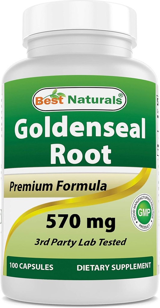 Best Naturals Goldenseal Root 570 mg (Non-GMO) 100 kapsler